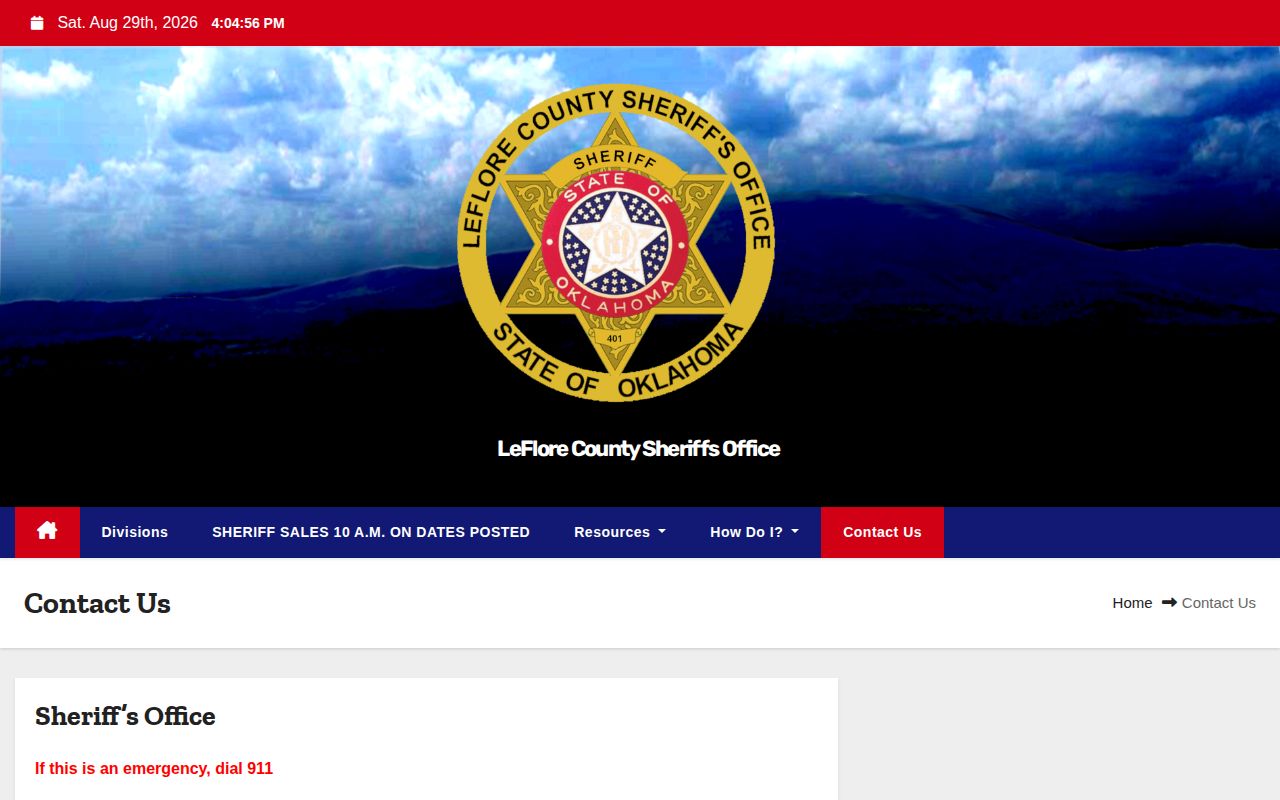 LeFlore County official booking and custody contact information