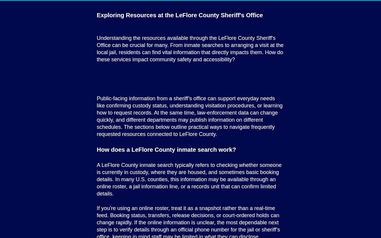 LeFlore County wanted-list page with no verified current wanted entries